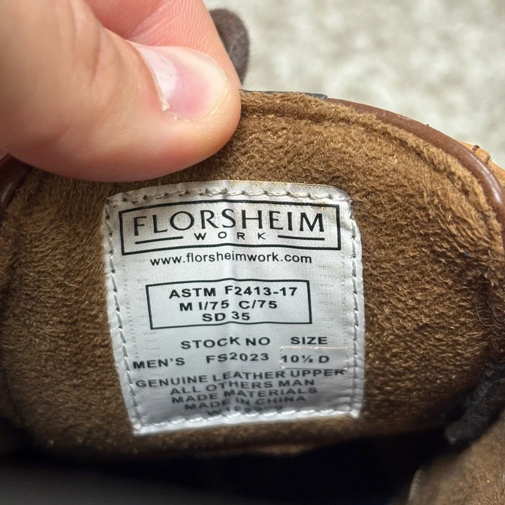Florsheim Work Loedin Steel Toe Wingtip Oxford Shoes Mens 10.5 D Brown FS2023